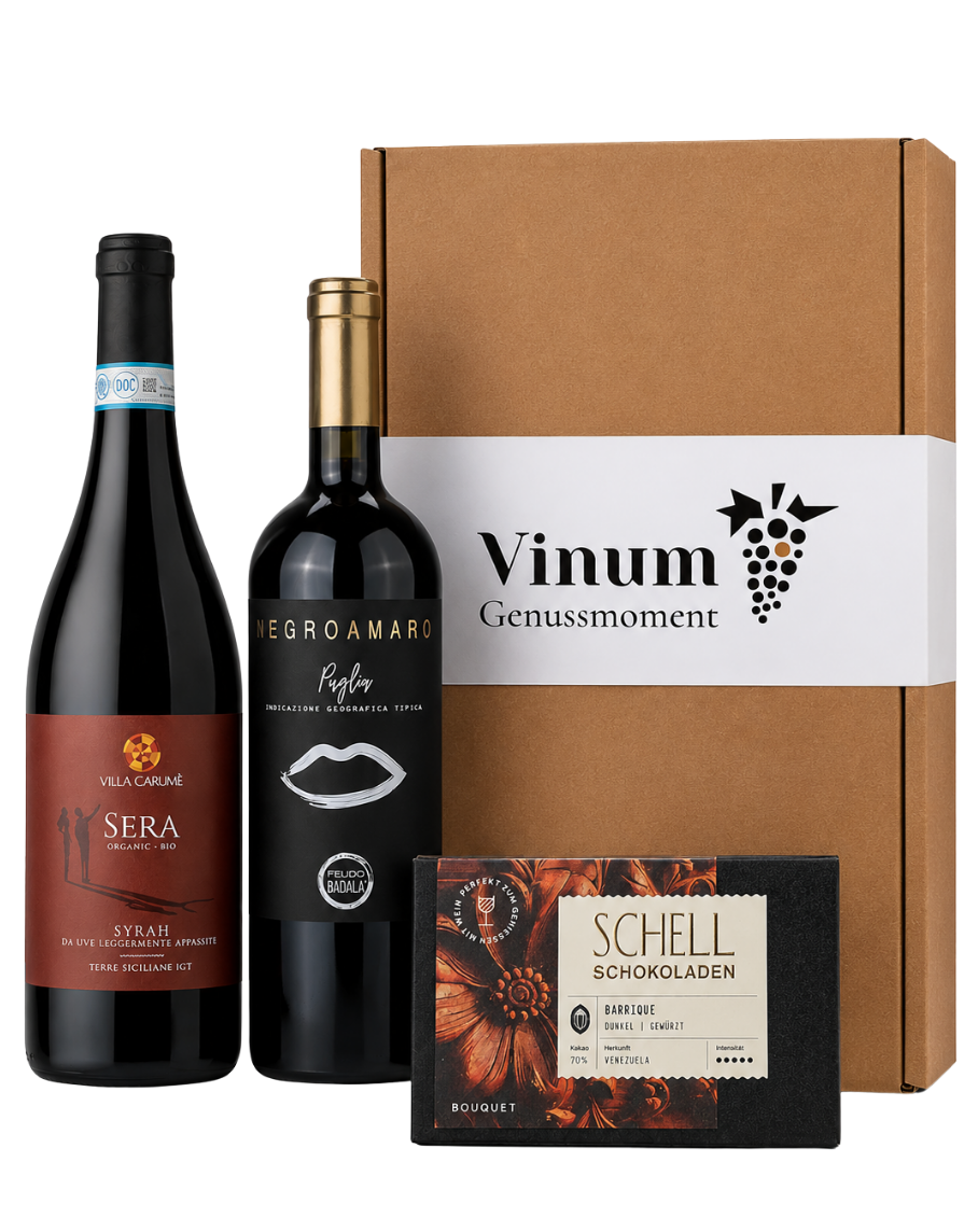 Geschenkset - Schokolade & Wein - Rotwein